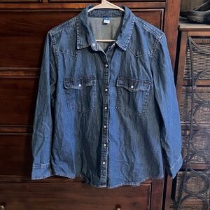 Old Navy Blue Denim Shirt Size XL Unisex Like New Condition